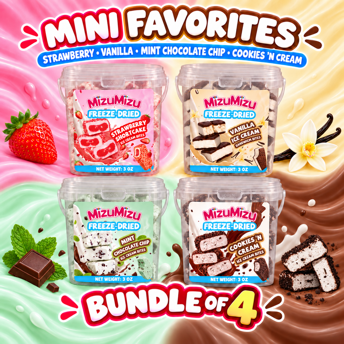 Freeze-Dried Favorite's Bundle 4 Pack - 3oz Each